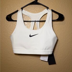 Nike Women's White Sports Bra with Black Logo